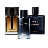 3 Perfume Set: Sauvage Dior, Bleu de Chanel, y Dior Homme Intense 100ml